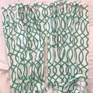 Green & white pattern curtains
